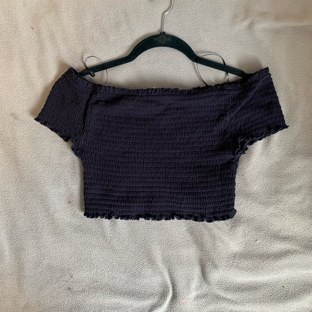 Ribbed off the shoulder crop top